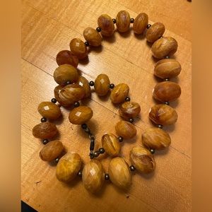 Vintage AVON chunky butterscotch necklace.  Plastic graduated beads